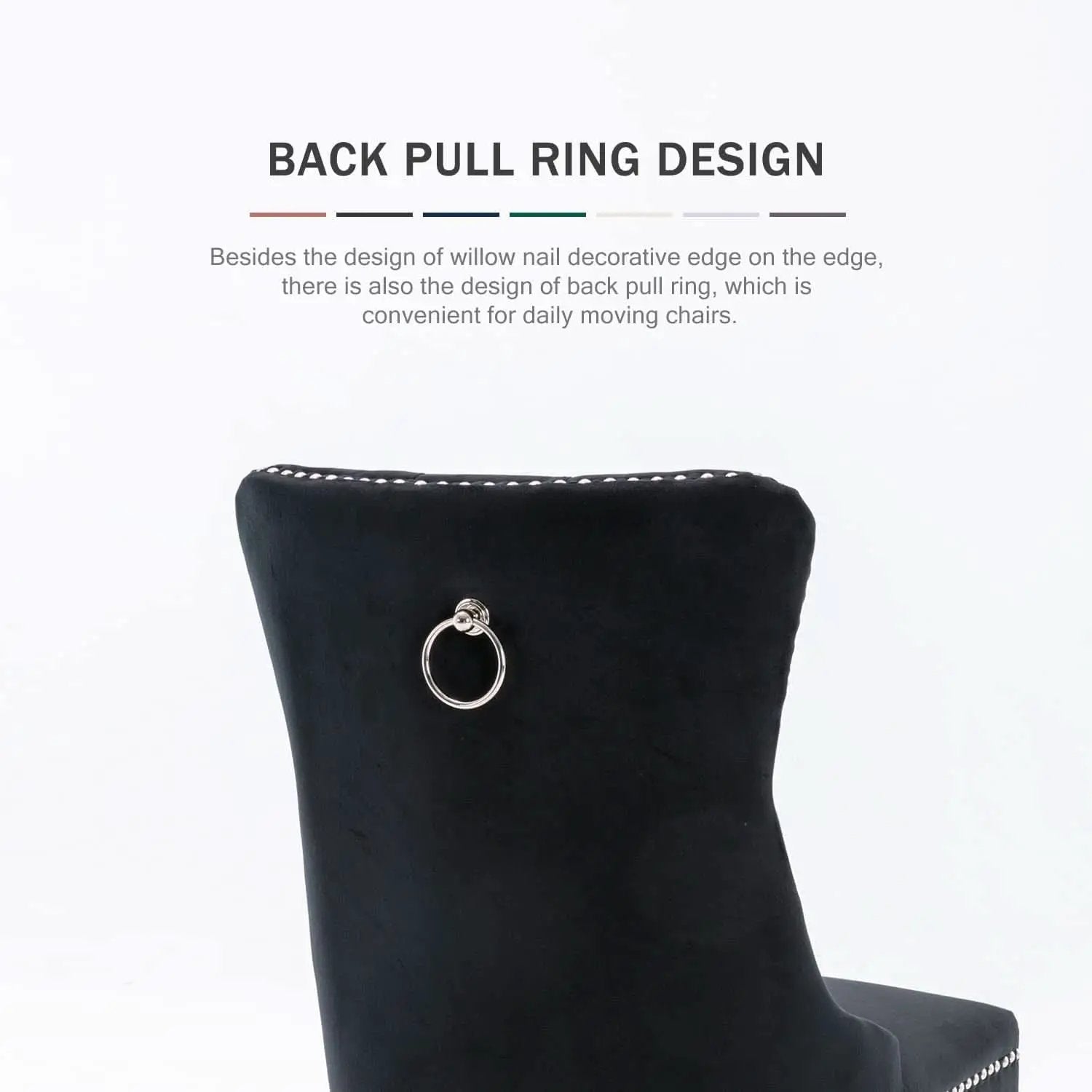 Black Velvet Dining Chair Set Of 6 With High Back Wingback from PriceLows™