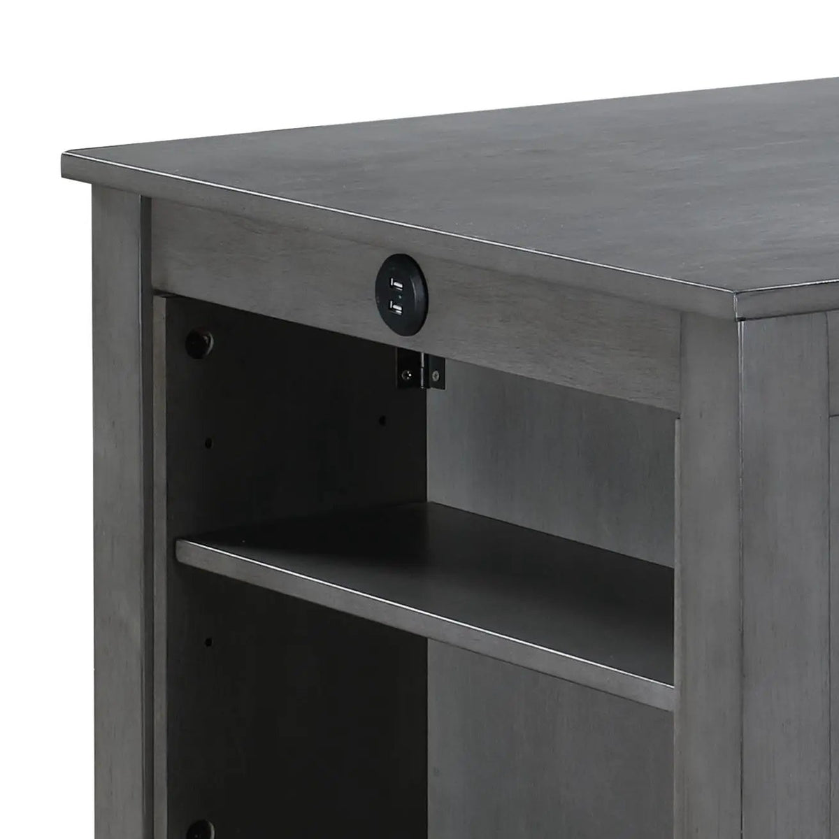 Graham Small Space Counter Table | USB Charging Ports | Storage Shelves | 36 Inch Width