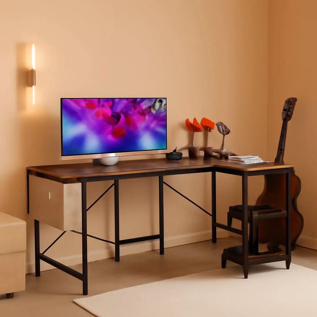 Corner L Shaped Gaming Desk With CPU Stand And Side Bag from PriceLows™