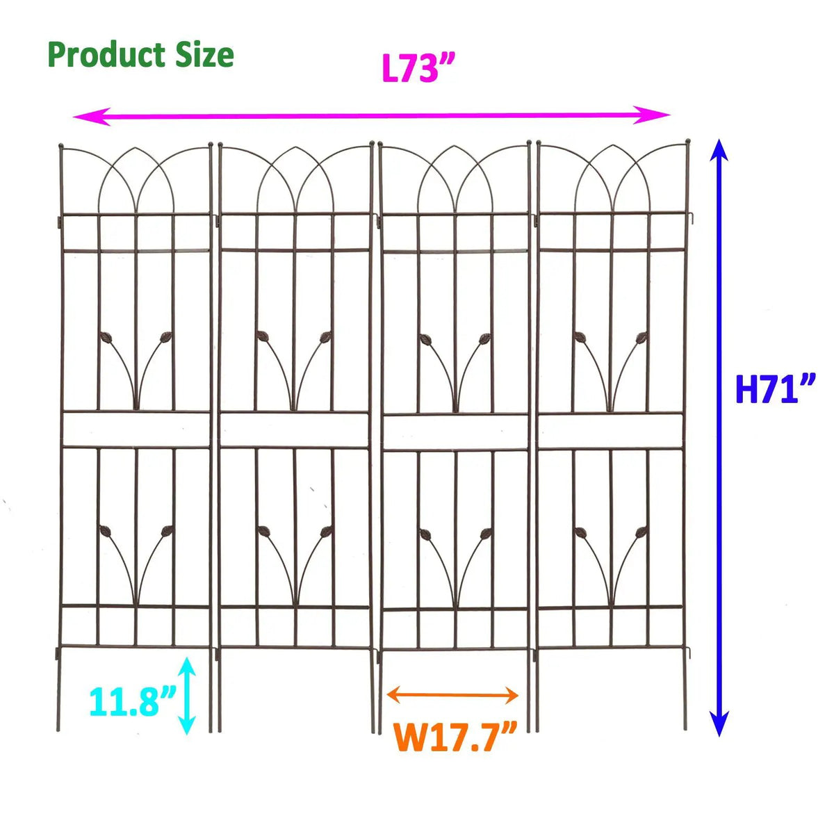 Metal Garden Trellis | Rustproof | 36.5 Inch Width | 71 Inch Height