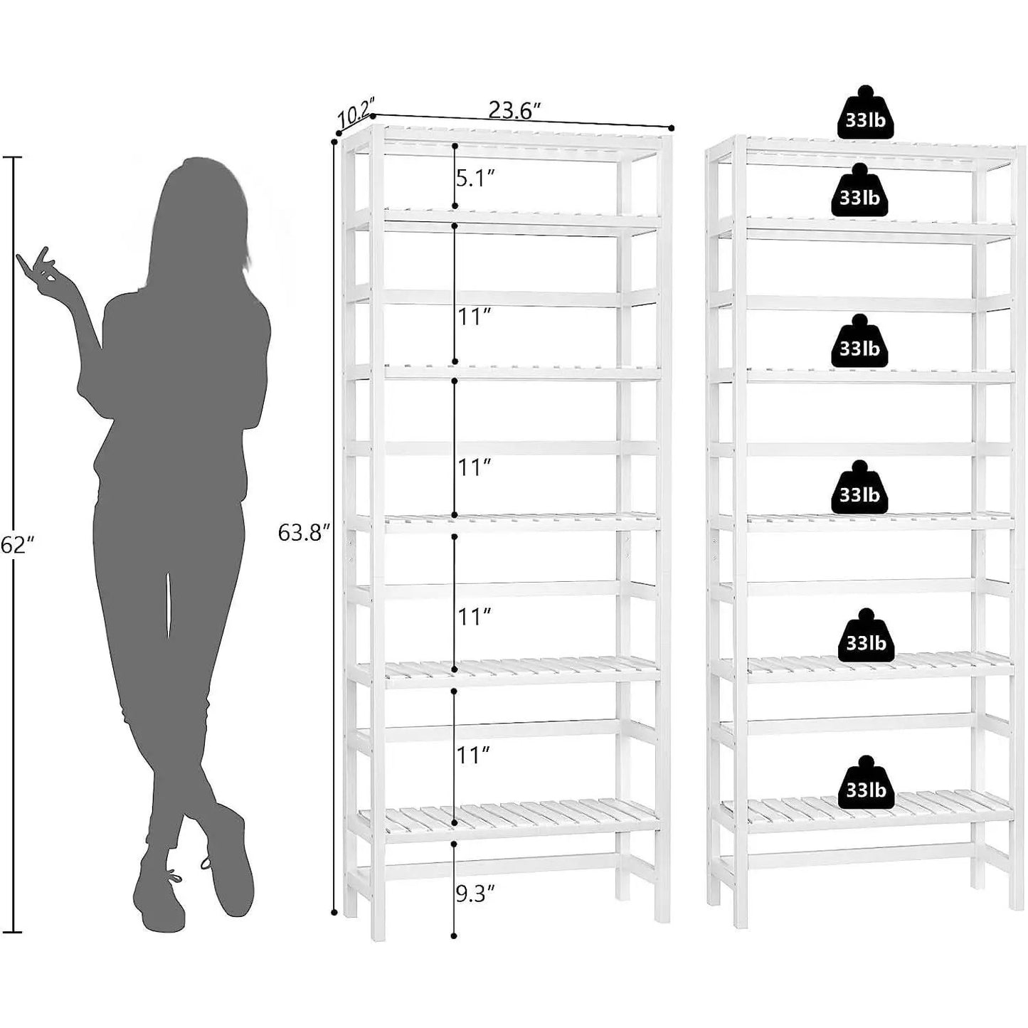 Adjustable 6 Tier Bamboo Bookshelf For Living Room Office Storage from PriceLows™