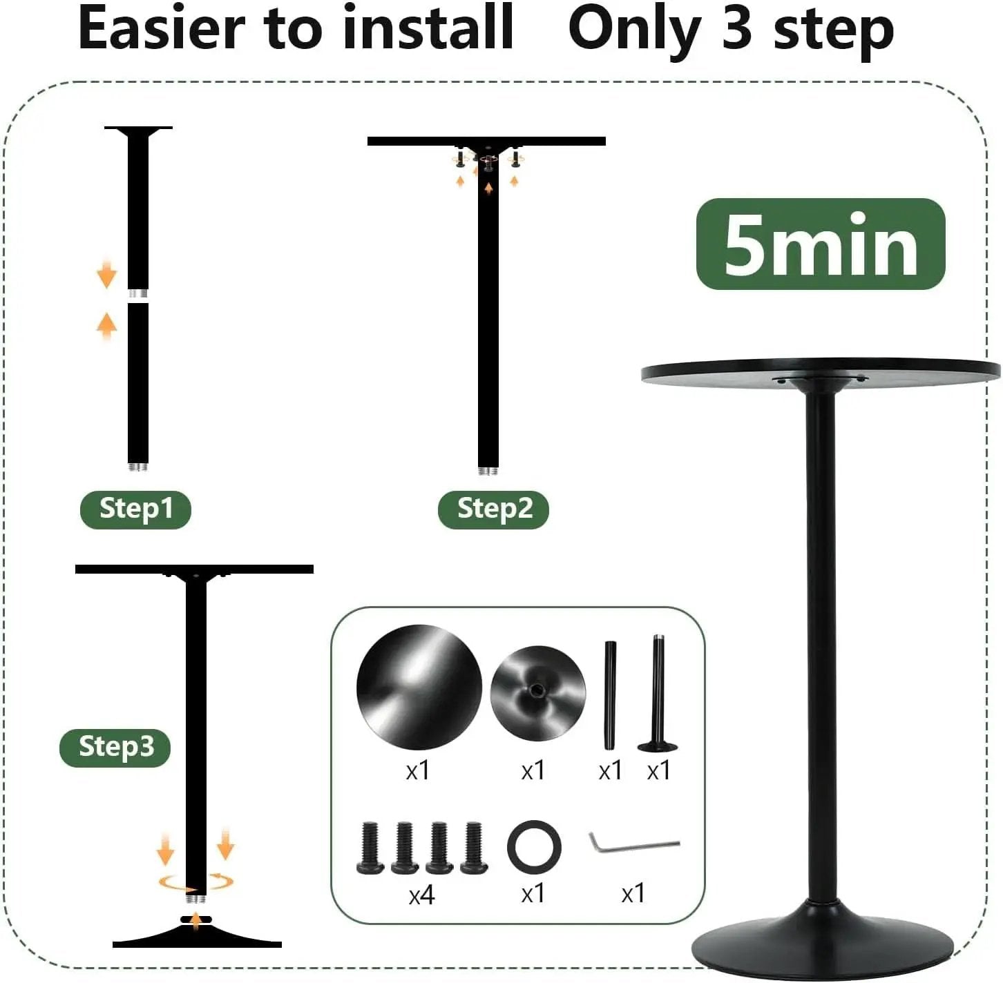 40 Inch Round Bistro Pub Table Steel Frame Construction from PriceLows™