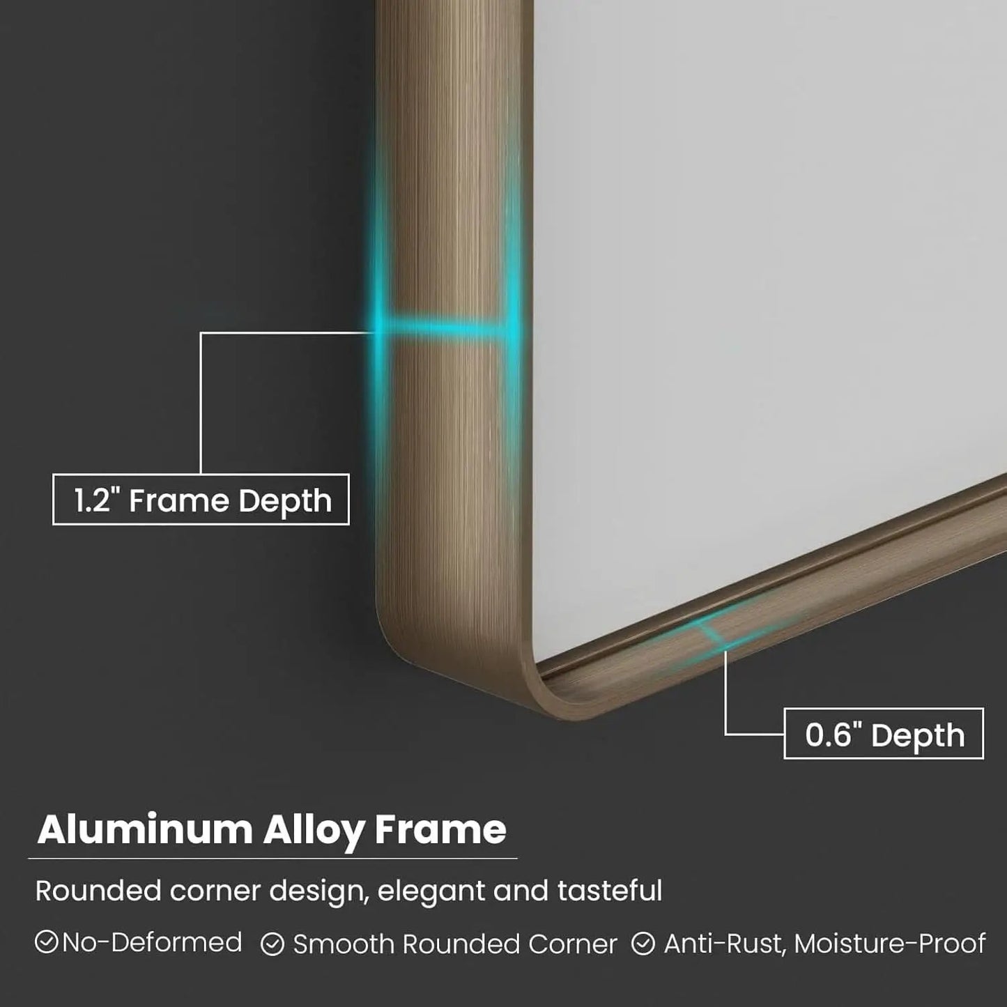 Bronze Bathroom Mirror 55x36 Inch Brushed Bronze Frame from PriceLows™