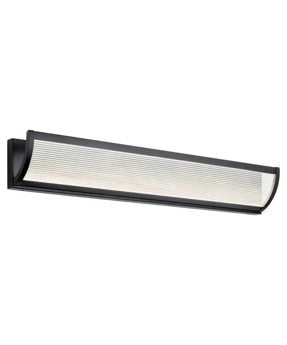 Vanity Light Fixture | 1 Light LED | Matte Black | Clear Ribbed Shade 34W
