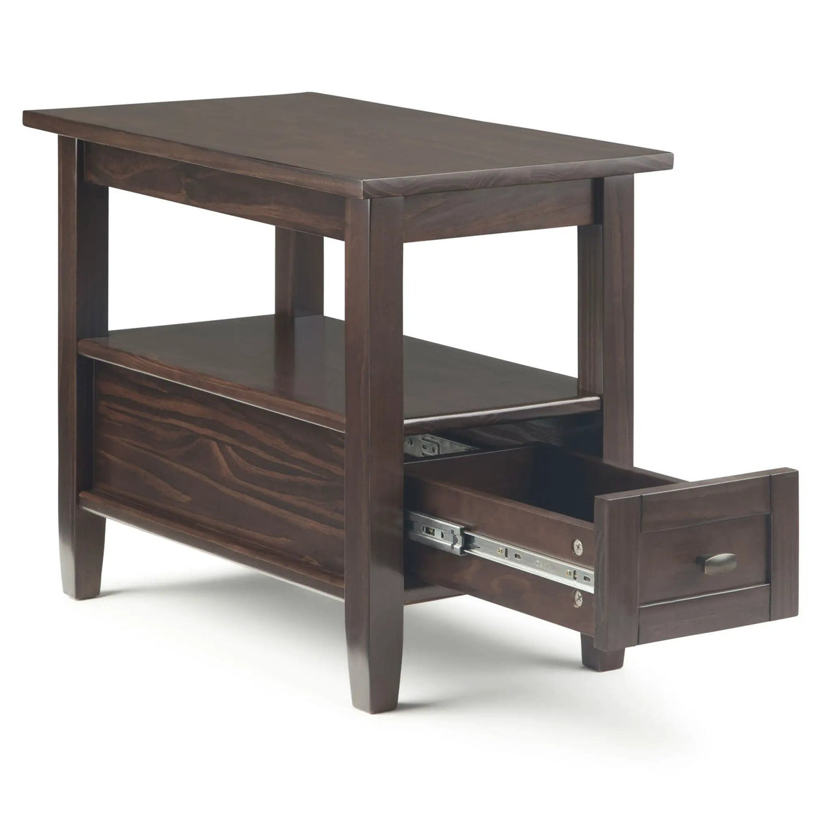 Warm Shaker Solid Wood Table | Bottom Drawer | Open Shelf Storage