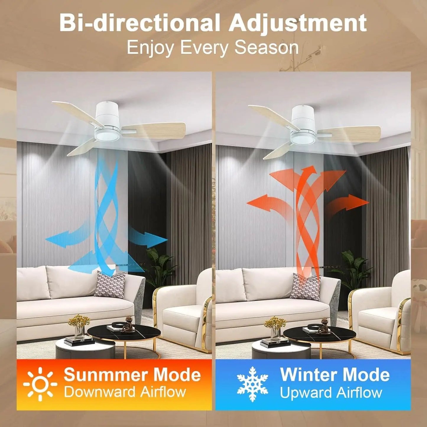 White 42 Inch Ceiling Fan With Lights Quiet DC Motor from PriceLows™