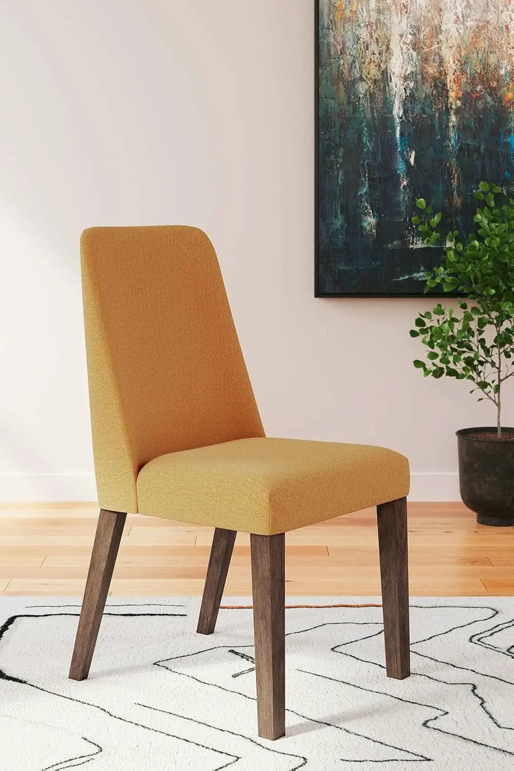 Lyncott Upholstered Dining Chair Yellow And Brown Foam Cushion from PriceLows™