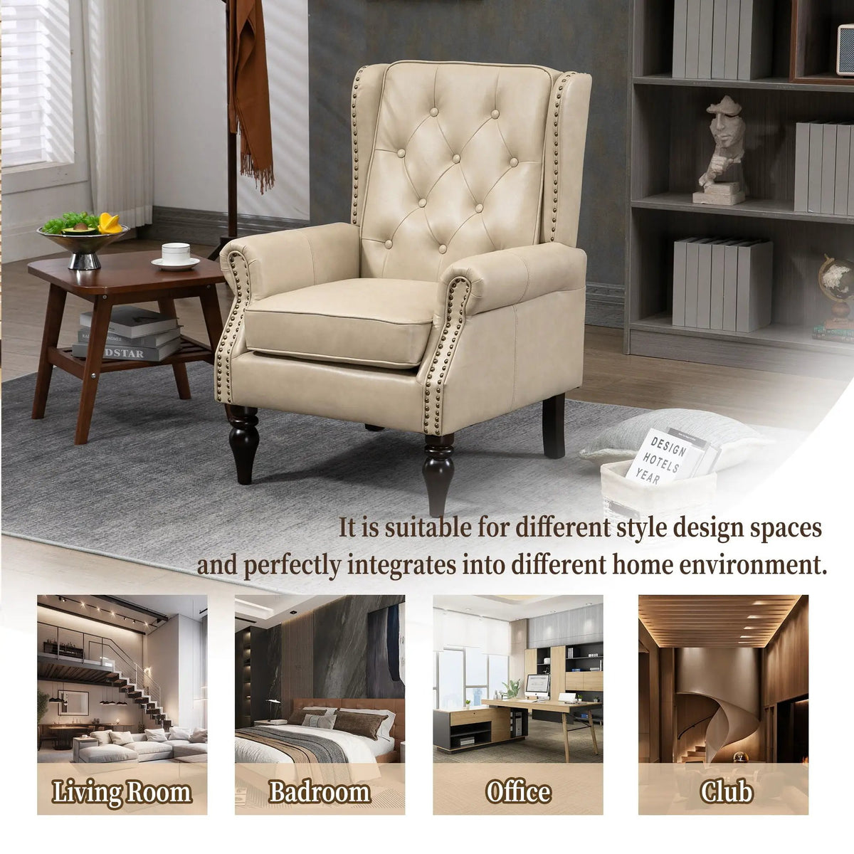 Modern Accent Armchair | Rubber Wood Legs | High Resilience Foam