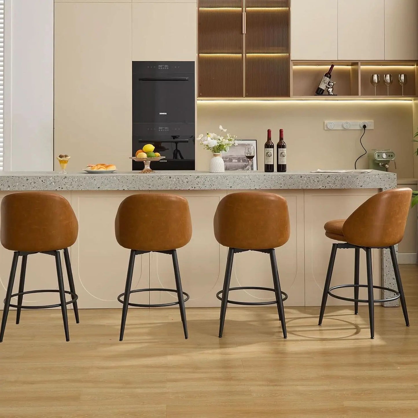 Modern Swivel Bar Stools Set of Two for Kitchen from PriceLows™