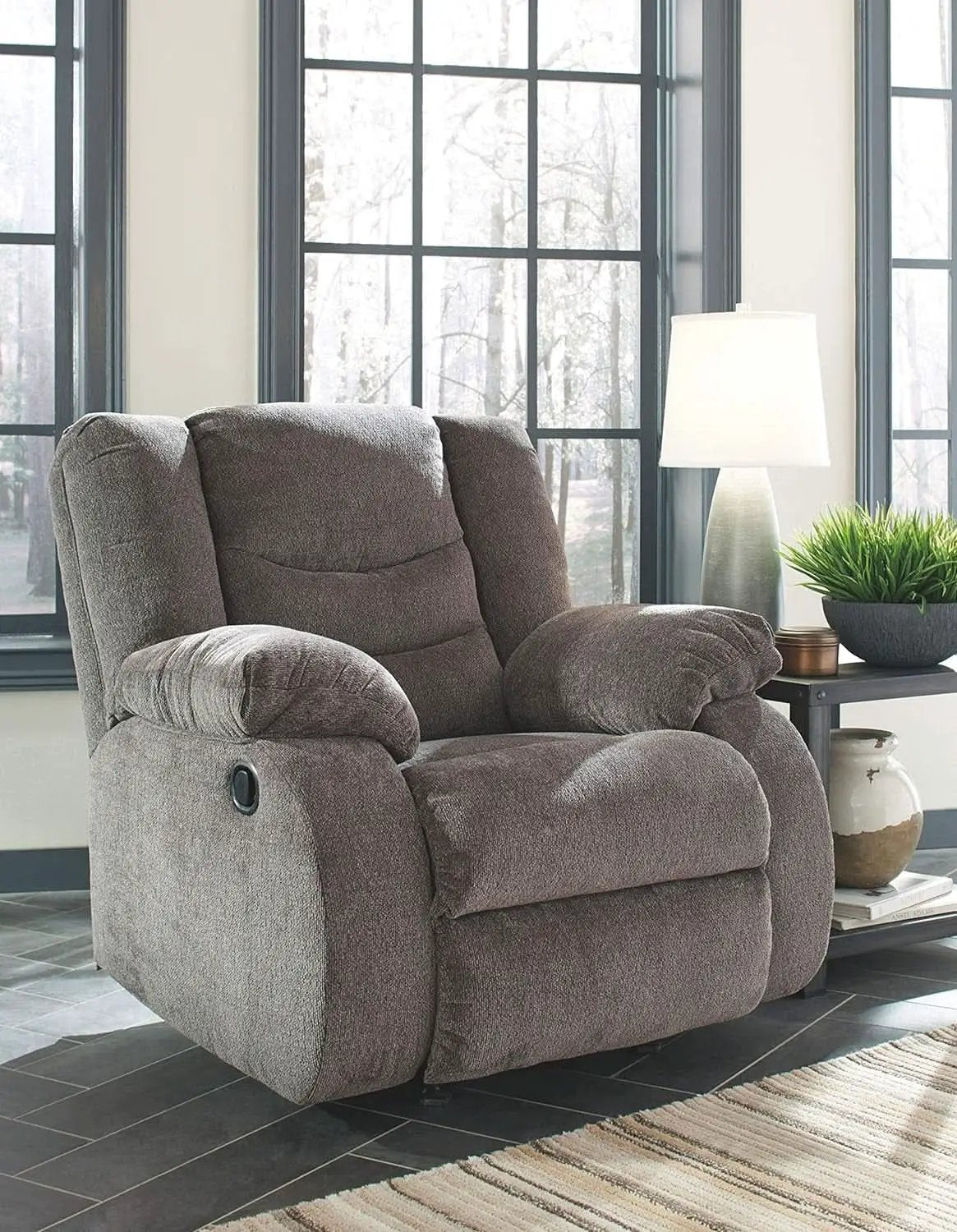 Dark Gray Rocker Recliner With Waterfall Back Design from PriceLows™