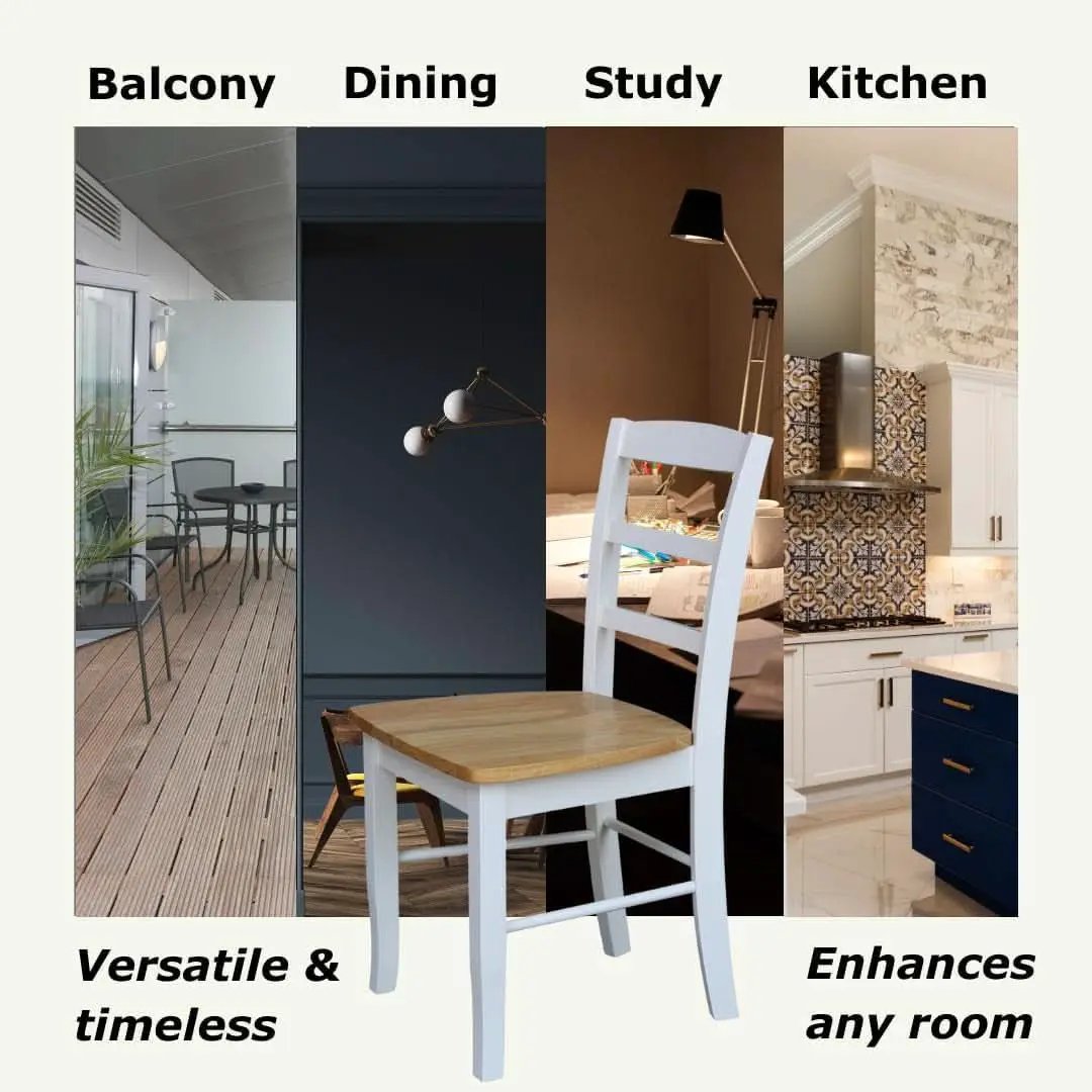 Madrid Ladderback Dining Chairs Parawood Construction White Natural from PriceLows™