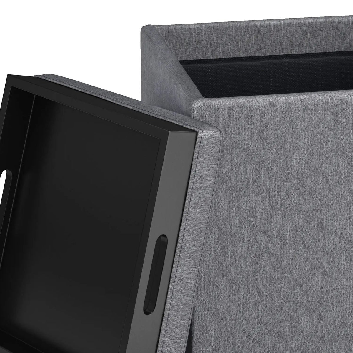 Rockwood Upholstered Cube Ottoman | Flip Over Serving Tray | Large Interior Storage | 16.9 Inch Cube