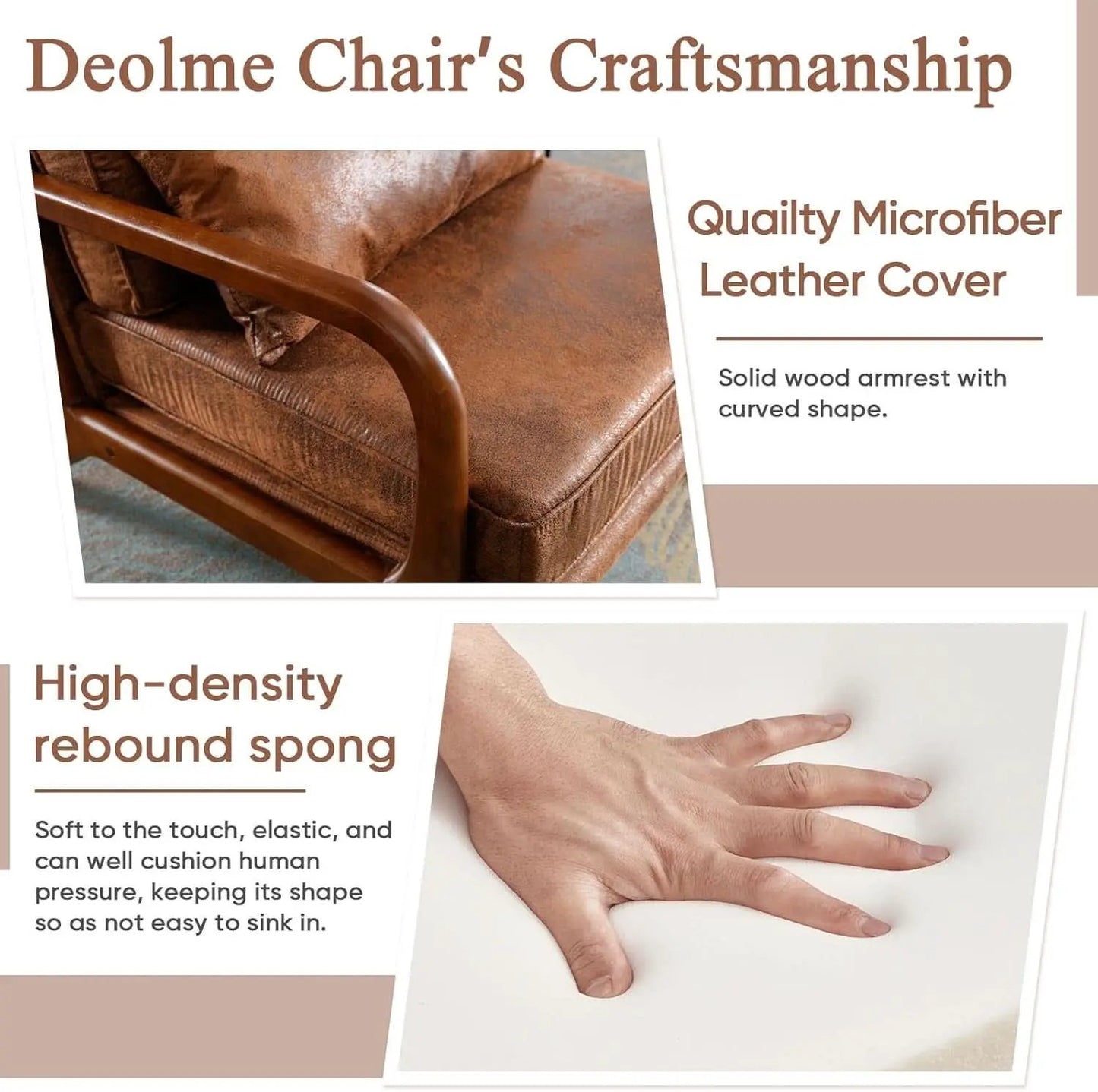 Brown Microfiber Midcentury Modern Accent Chair Set from PriceLows™