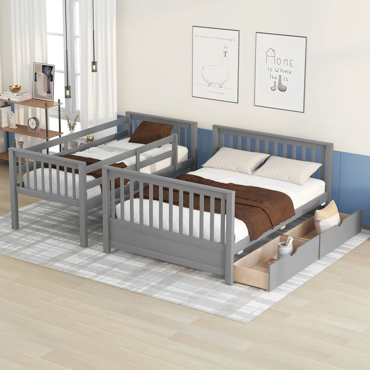 Bunk Bed With Ladders | 2 Storage Drawers | Space-Saving Design | Sleepover Ready