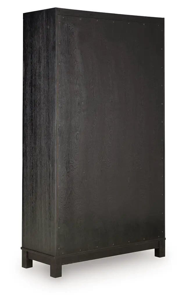Christop Accent Cabinet | 42 x 17.13 x 78 in | Oak Veneer & Glass | Black / Brown