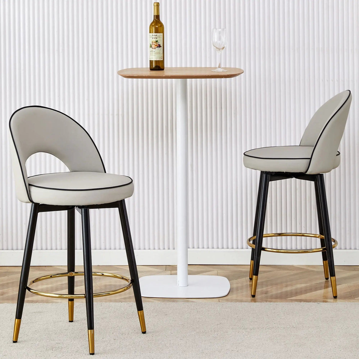 Modern Upholstered 360° Rotatable Bar Chair With Metal Legs For Dining Room (Set of | 2 Pieces | Metal | Dining Room