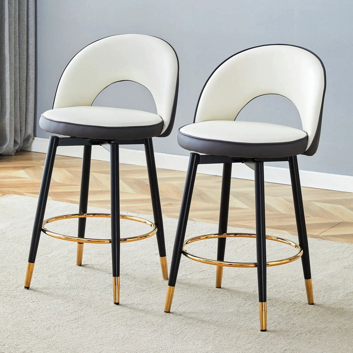 Upholstered Rotatable Bar Chair With Metal Legs For Dining Room Stool Set | Stool Set | Metal | Dining Room