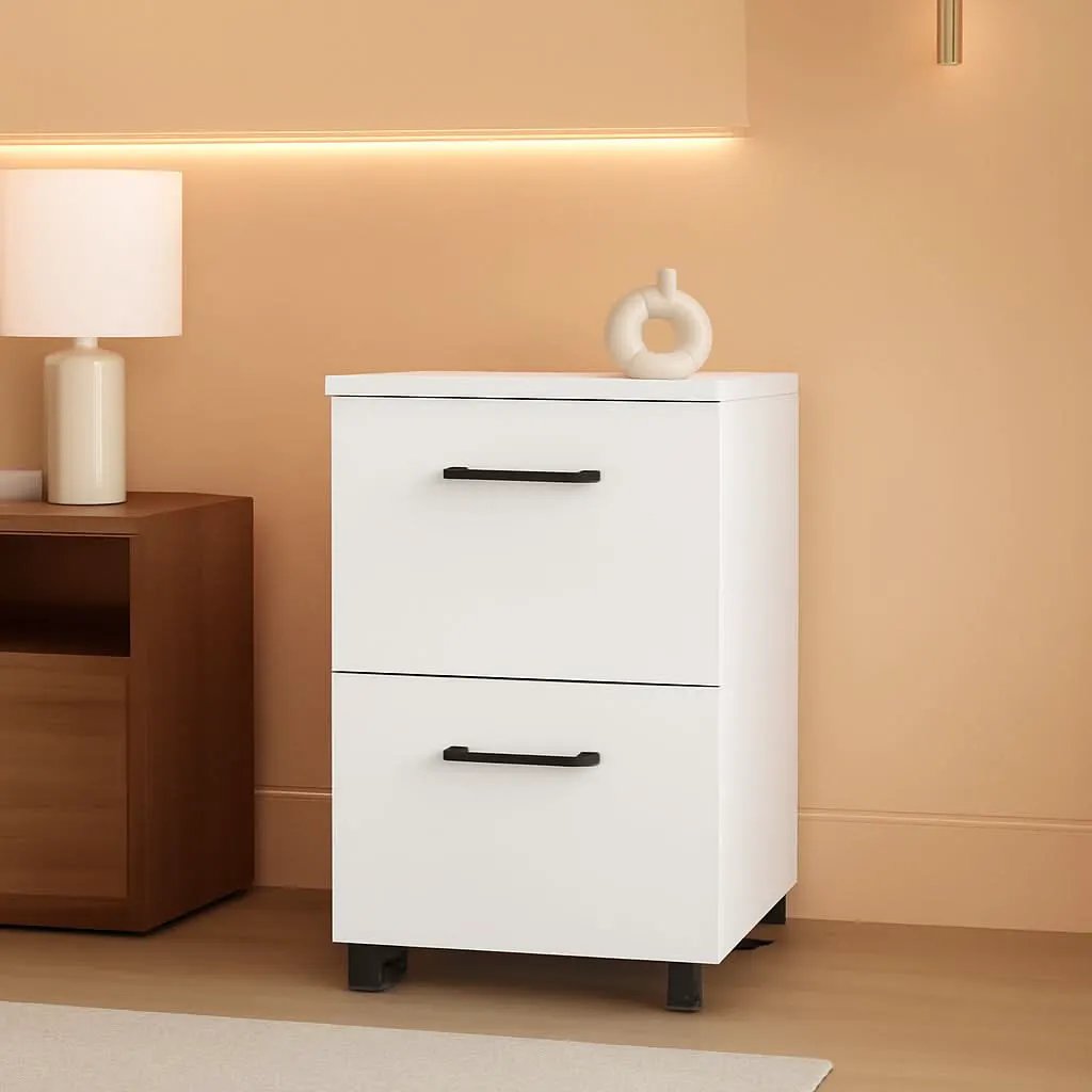 2 Drawer File Cabinet White Office Filing Cabinet For A4 And Letter Size Files With Mobility from PriceLows™