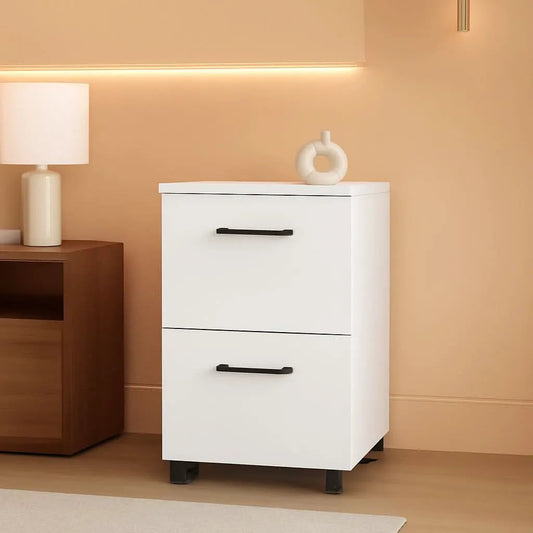 2 Drawer File Cabinet White Office Filing Cabinet For A4 And Letter Size Files With Mobility from PriceLows™