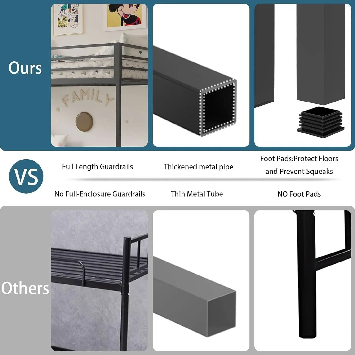 Twin Bunk Bed Black With Stable Ladder For Adults And Teens from PriceLows™