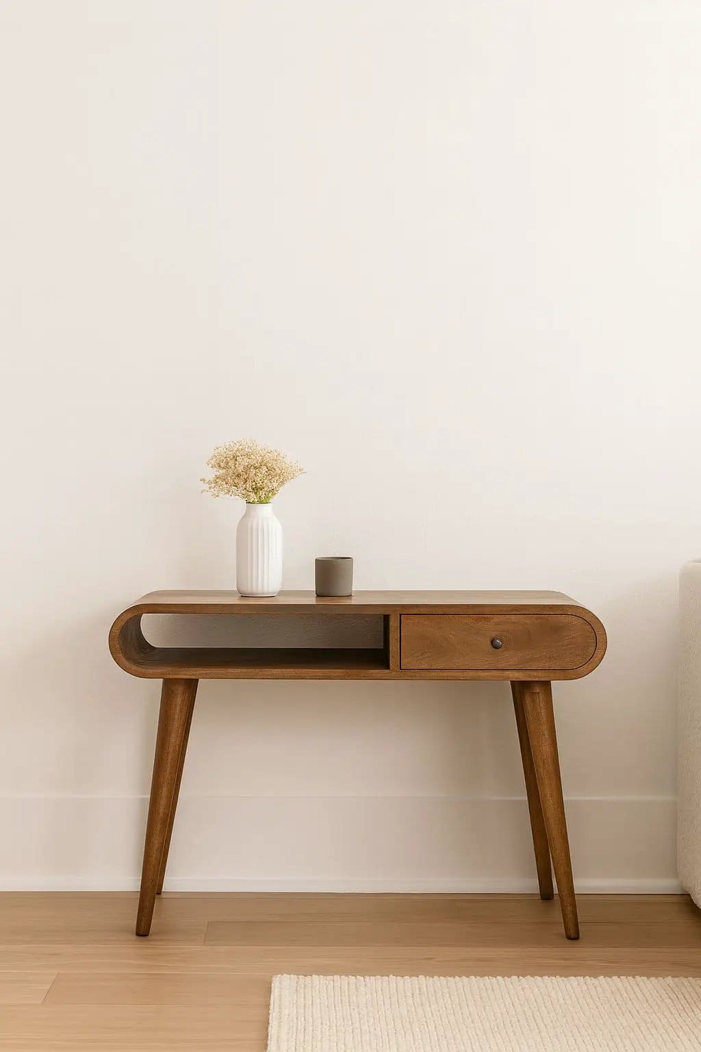 Writing Desk, Curved Chestnut | 35.43 x 17.72 x 31.5 in | Mango Wood | Home Office