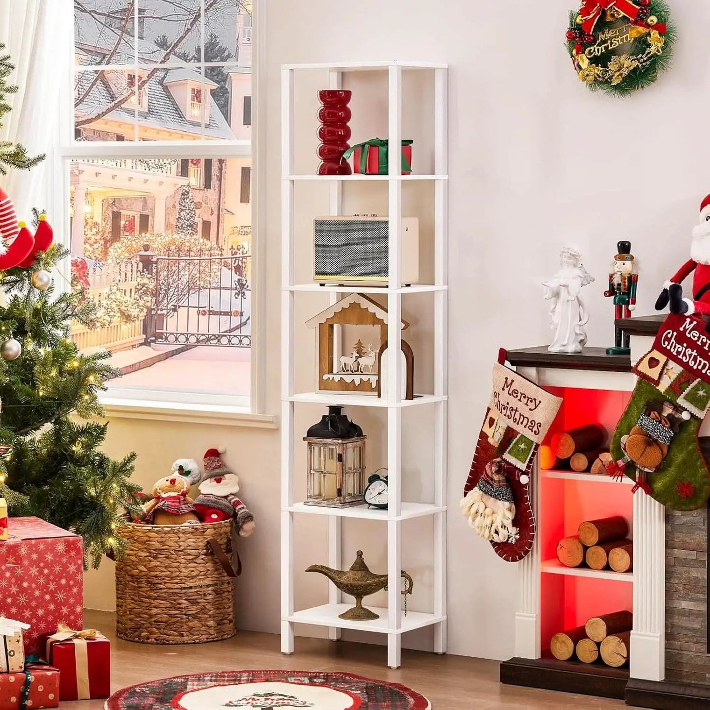 66 Inch Tall Bookshelf 6 Tier Slim Storage Display from PriceLows™