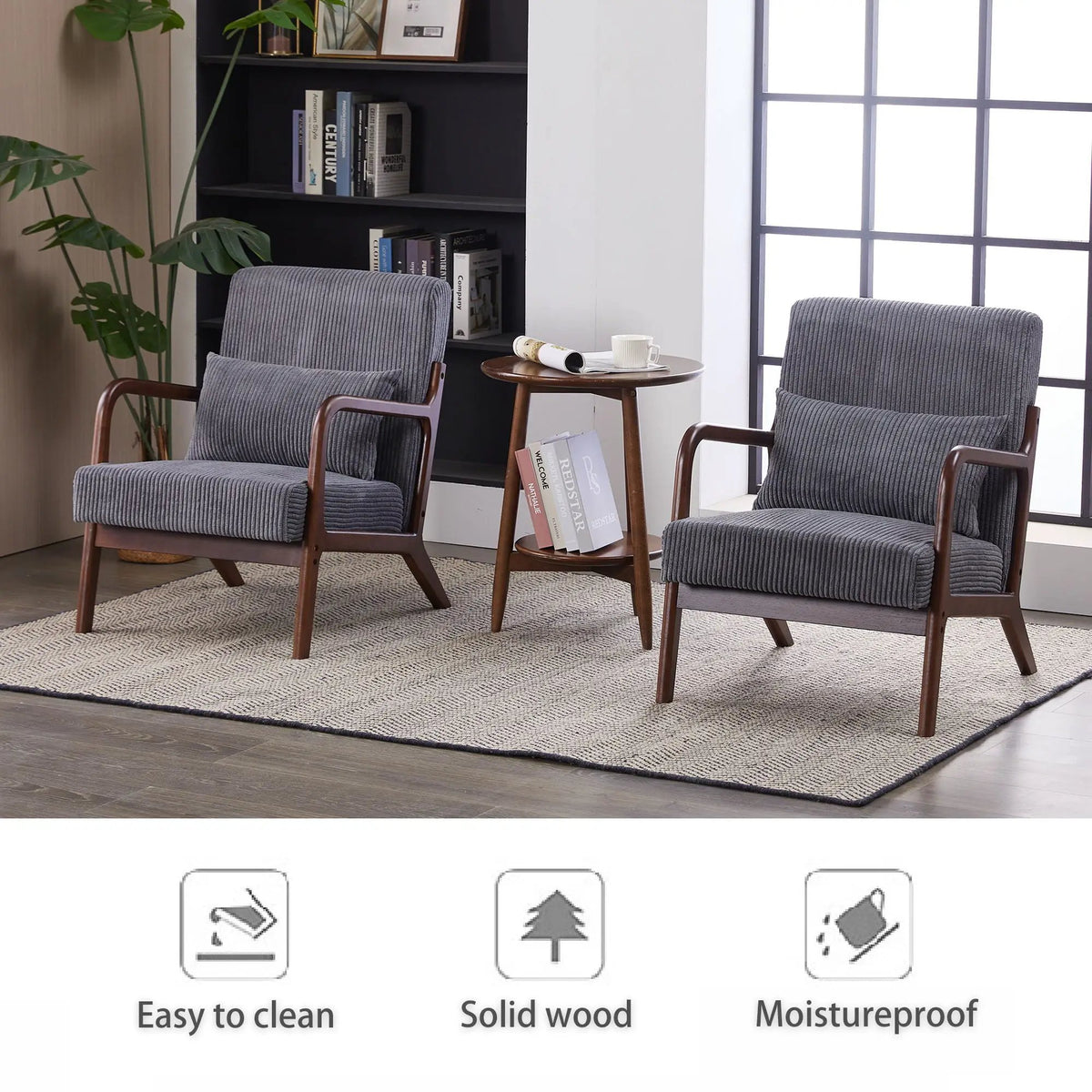 Accent Chair With Pillow | Solid Rubberwood Frame | Ergonomic Support | Versatile Design