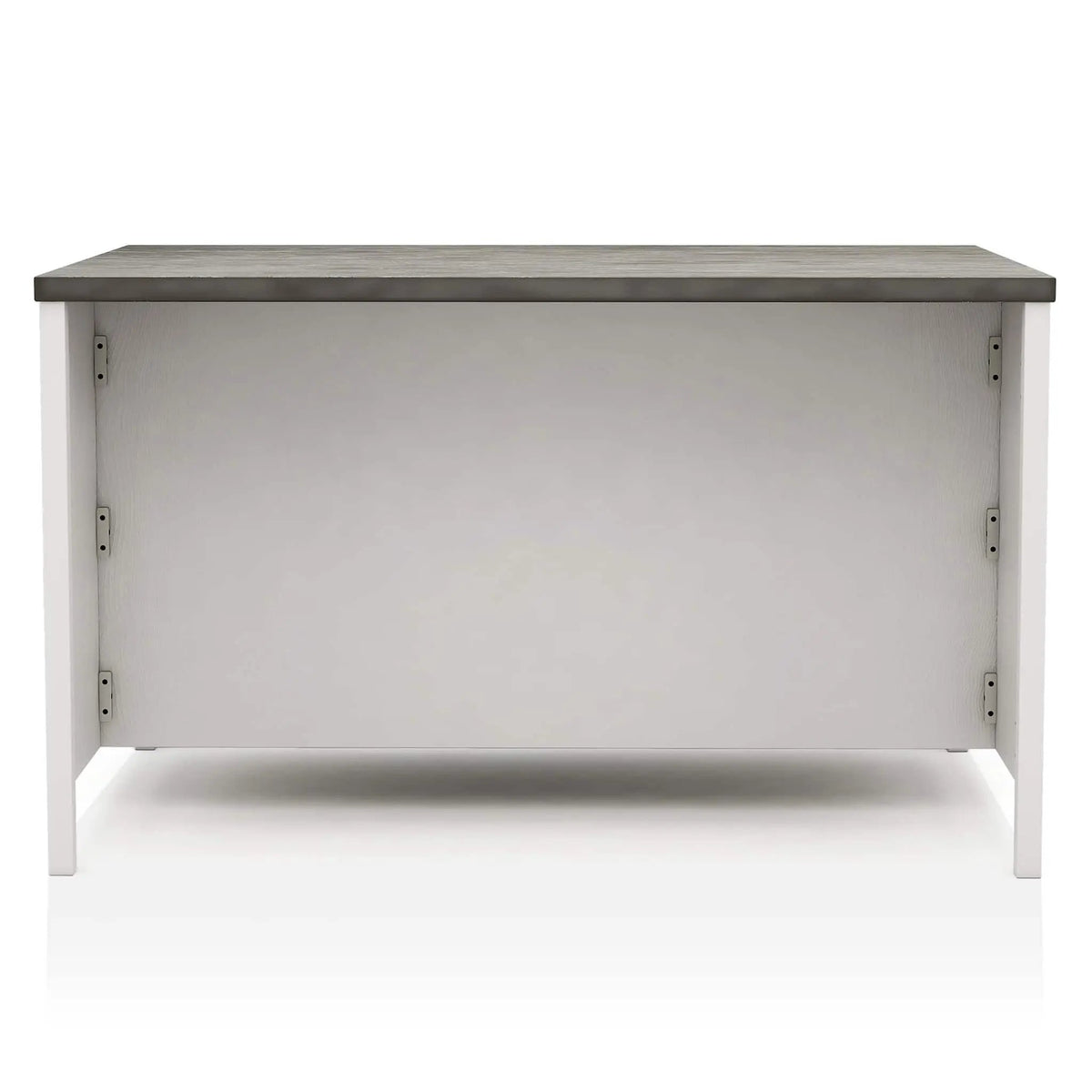 Counter Height Dining Table | Storage Cabinet Base | Two-Tone Dark Gray And Off-White | 60 Inch Width