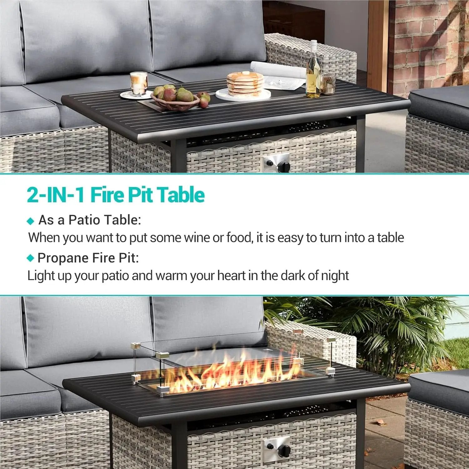 Patio Swivel Rocking Chair Set with Fire Pit from PriceLows™
