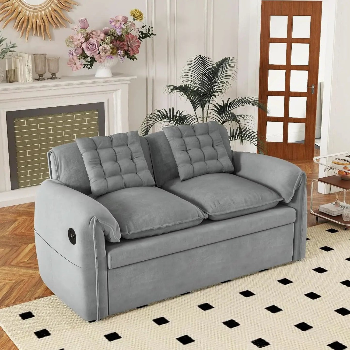 Light Grey Eighty Seven Inch Convertible Sleeper Sofa from PriceLows™