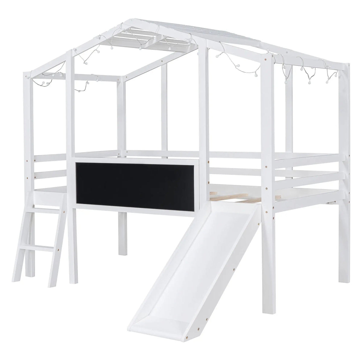 Loft House Bed | Ladder And Slide | Roof Light Strip | Safety Guardrail