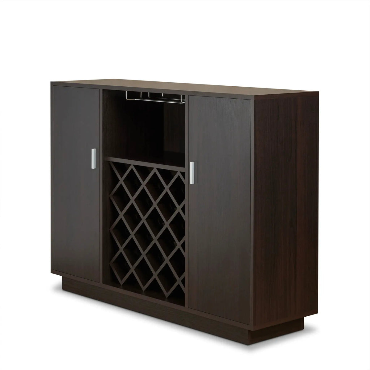 Hazen Wine Cabinet | Espresso Finish | Holds 18 Bottles | Stemware Holder