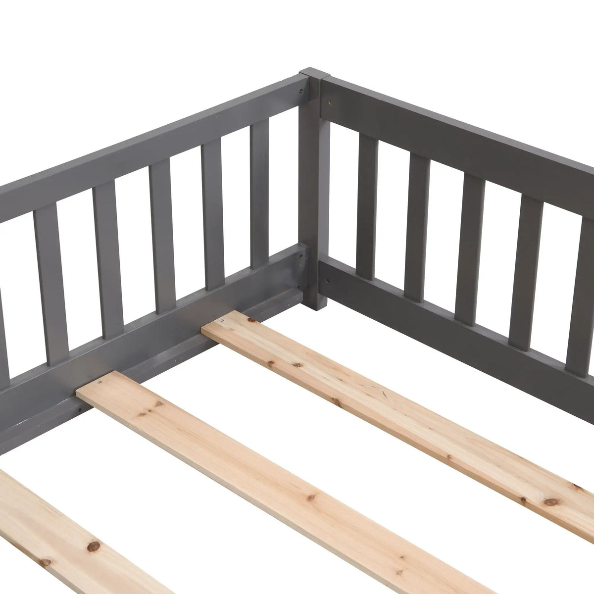 Floor Bed | Solid Wood | Safety Guardrails | Toddler Size