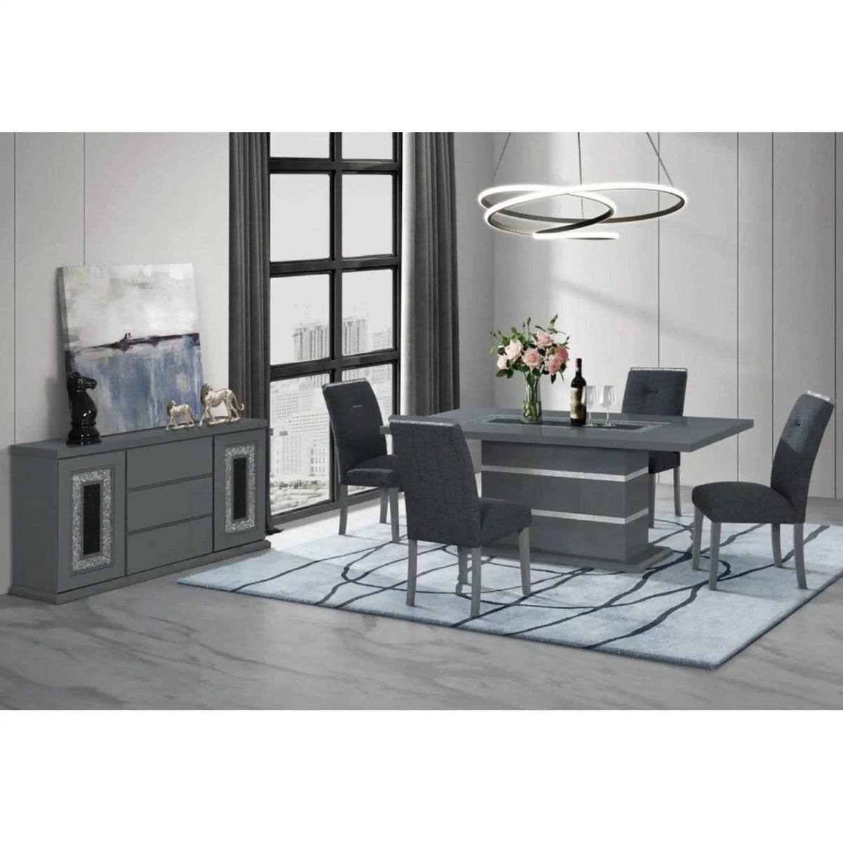 Ariya Buffet With Clear Glass Inlay | 2 Pieces | Glass & Acrylic | Dining Room