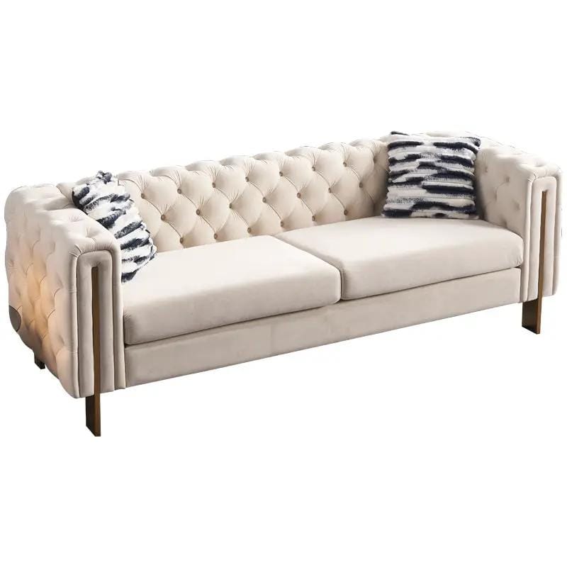 Chesterfield Modern Tufted Living Room Sofa, 84.25''W Couch | Stationary Sofa | Metal & Wood | Living Room