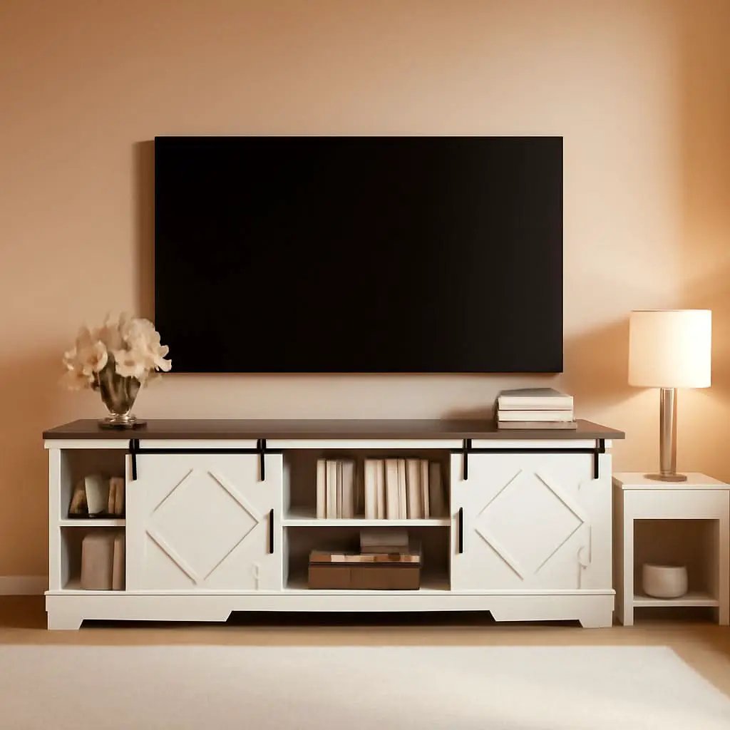 Modern Farmhouse 3 In 1 TV Stand For Up To 95 Inch TVs Wood from PriceLows™