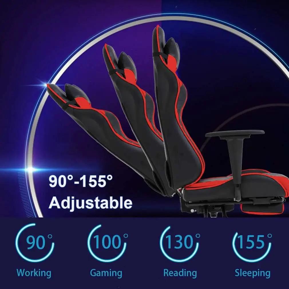 Ergonomic Gaming Chair With Footrest And Lumbar Support Red from PriceLows™