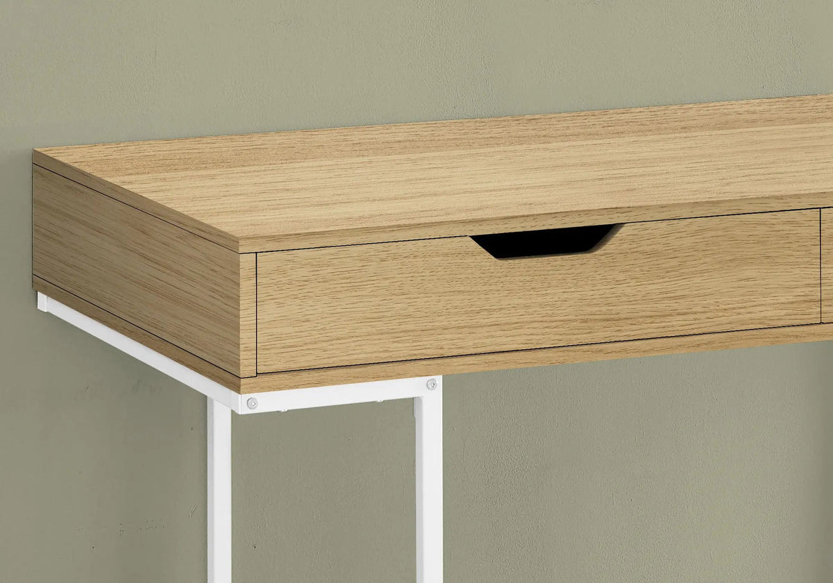 Marble Look Computer Desk | Two Wide Handle Drawers | Contemporary Modern Design | 47.25 Inch Length