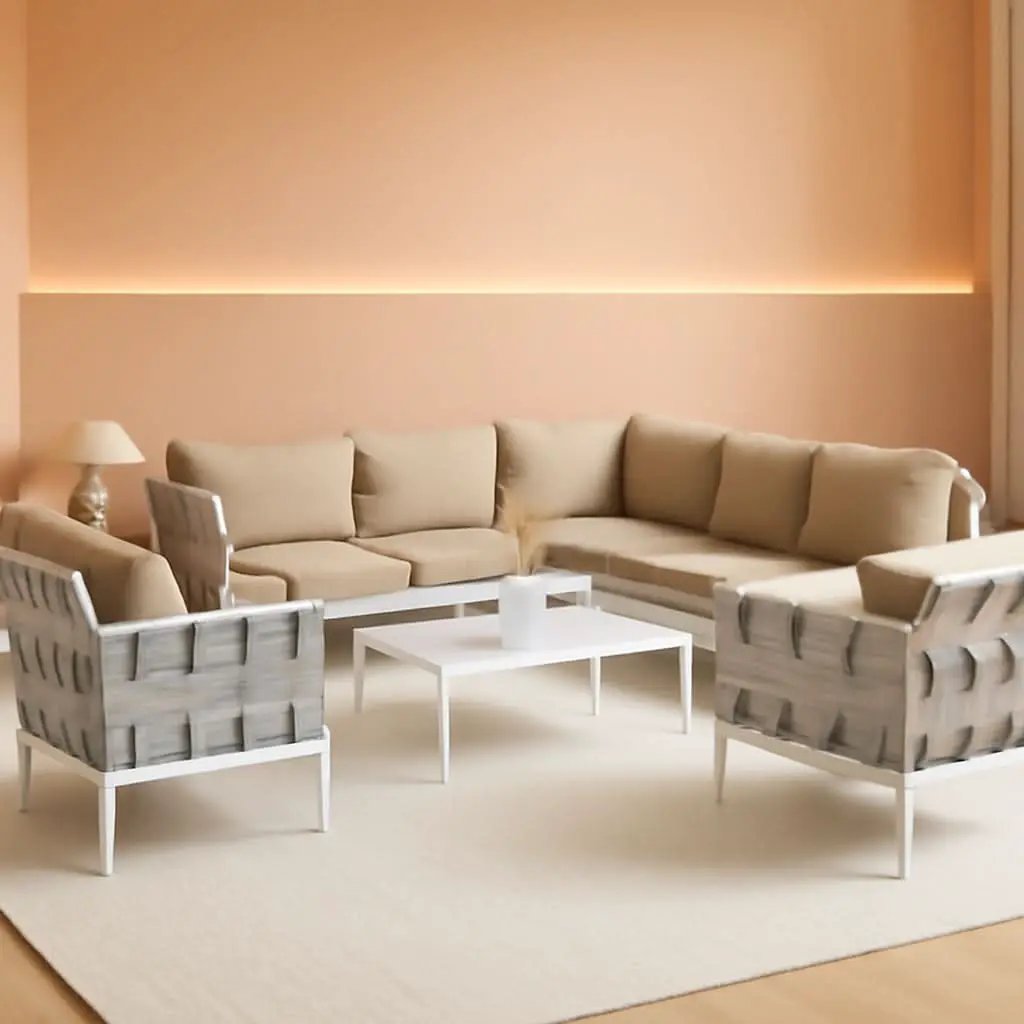 Harmony Aluminum Outdoor Sectional Sofa Set White Cushions from PriceLows™
