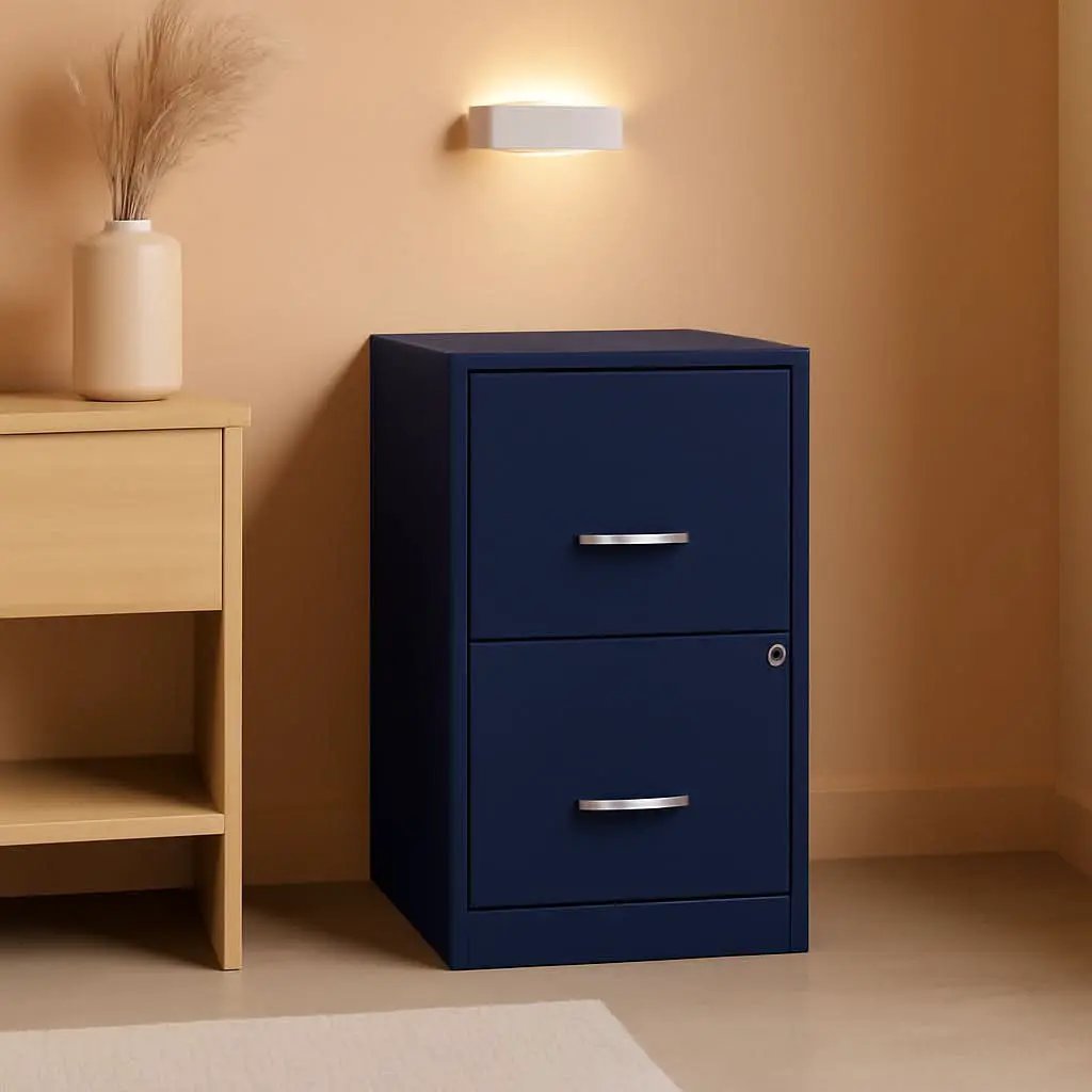 Navy Two Drawer File Cabinet With Smooth Glide Drawers, 14.2 By 18 By 24.5 Inches from PriceLows™