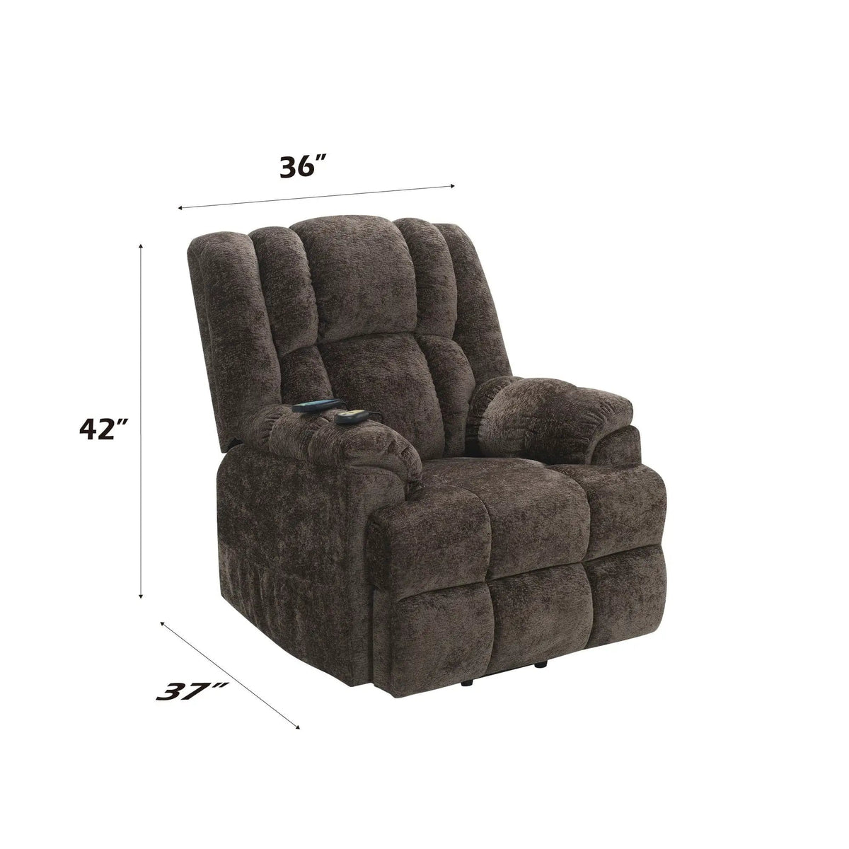 Power Motion Recliner With Lift Heating Massage Function - Massage Chair | 37 x 36 x 42 in | Chenille & Fabric | Brown