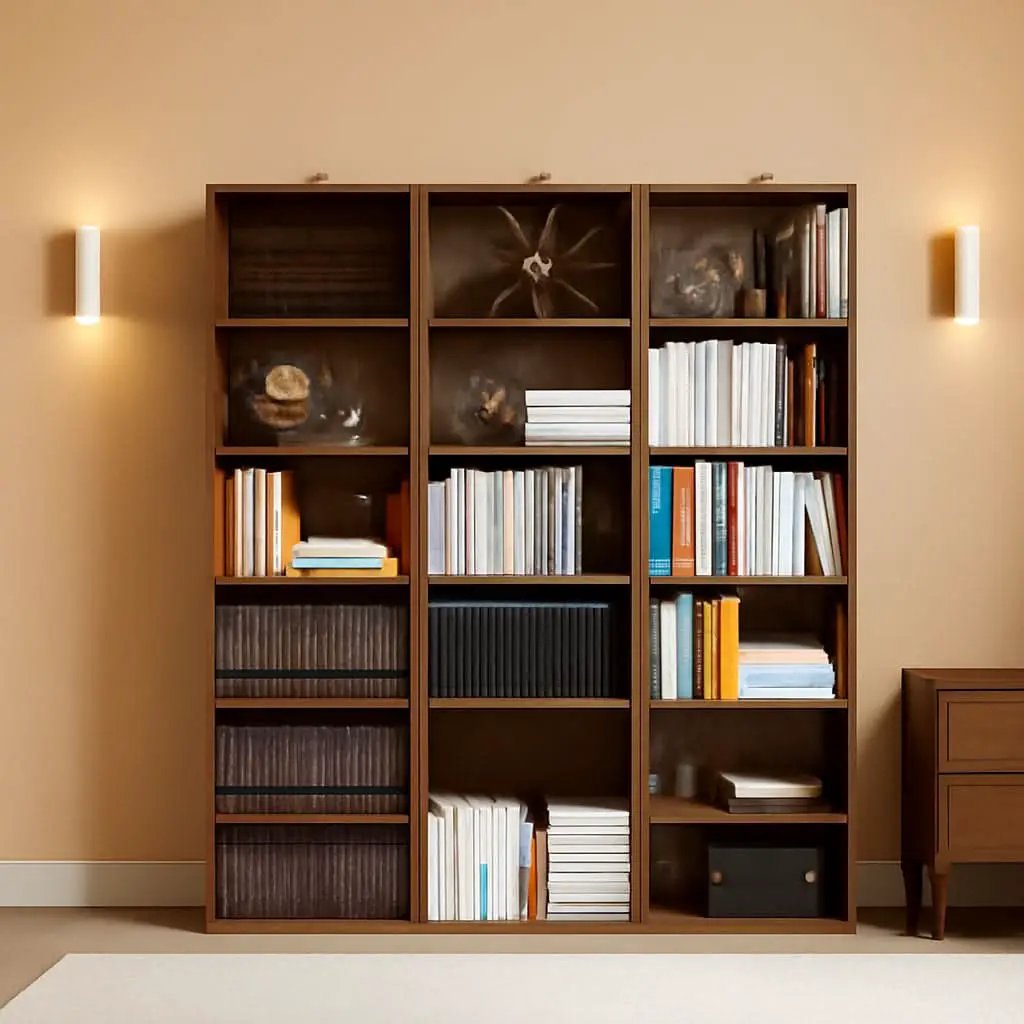 Vintage Brown 6 Shelf Floor Bookcase 70 Inch Tall Unit from PriceLows™