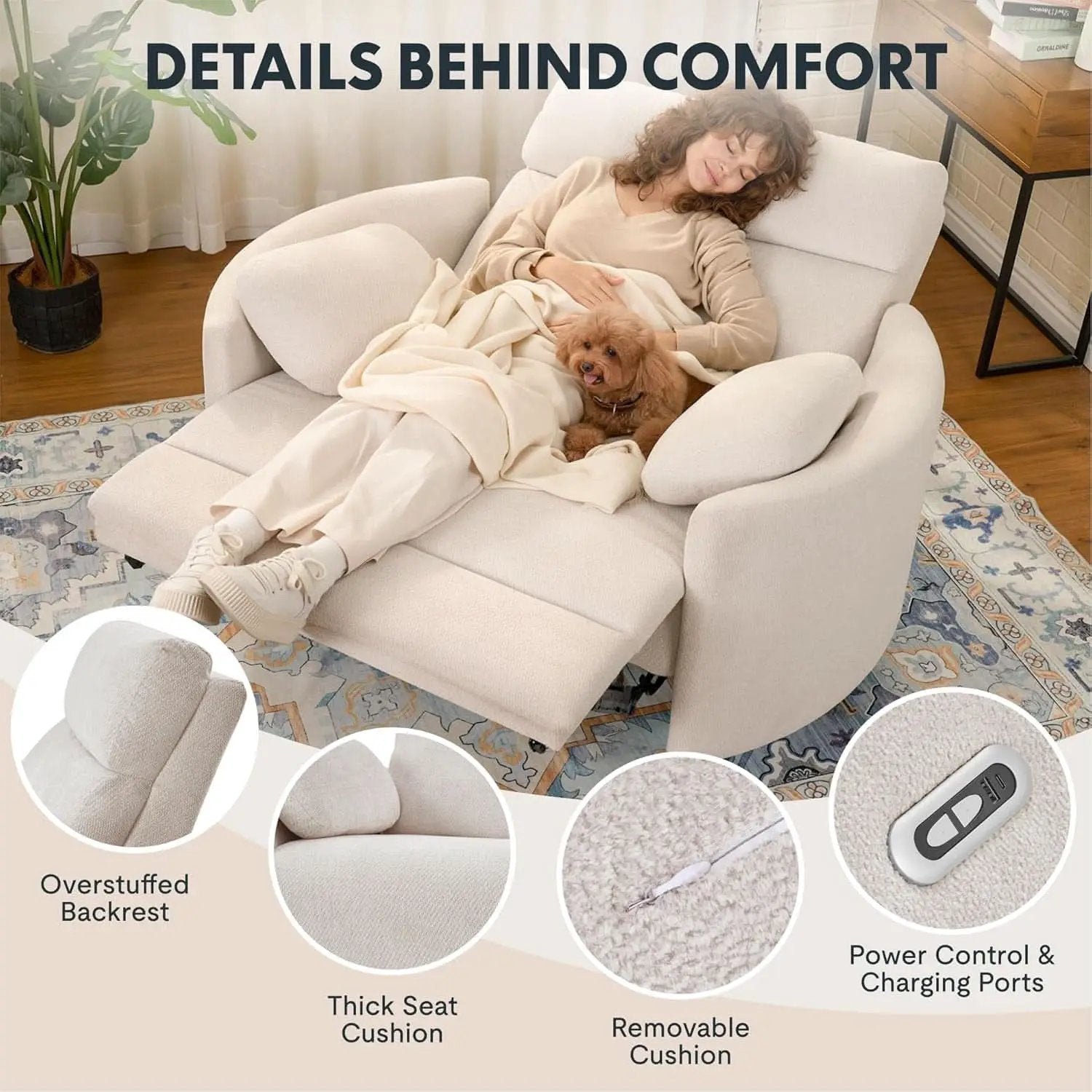 54 Inch Power Recliner Chair With USB Type C Ports Gray from PriceLows™