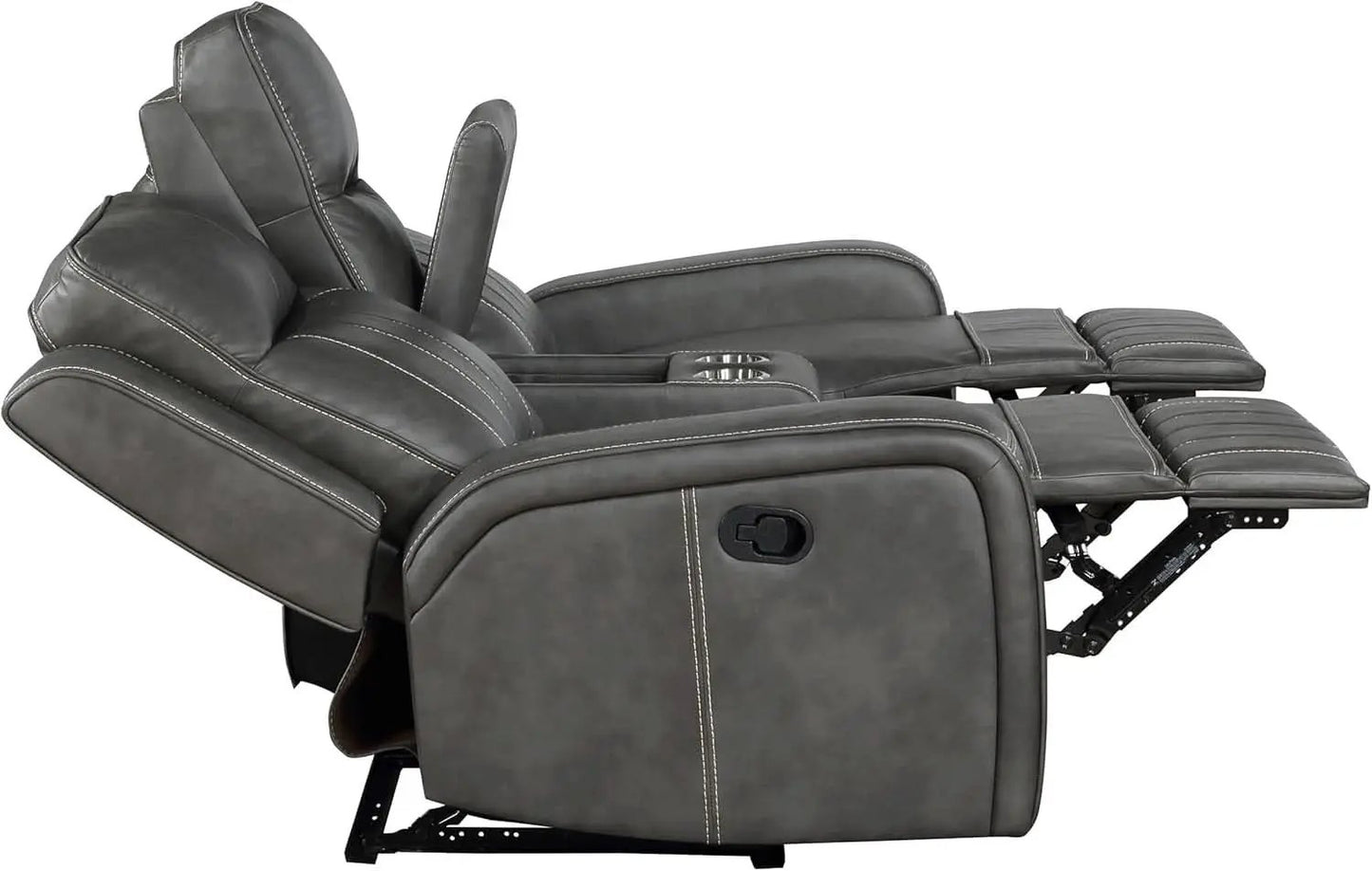 Gray Faux Leather Reclining Loveseat With Manual Recline from PriceLows™