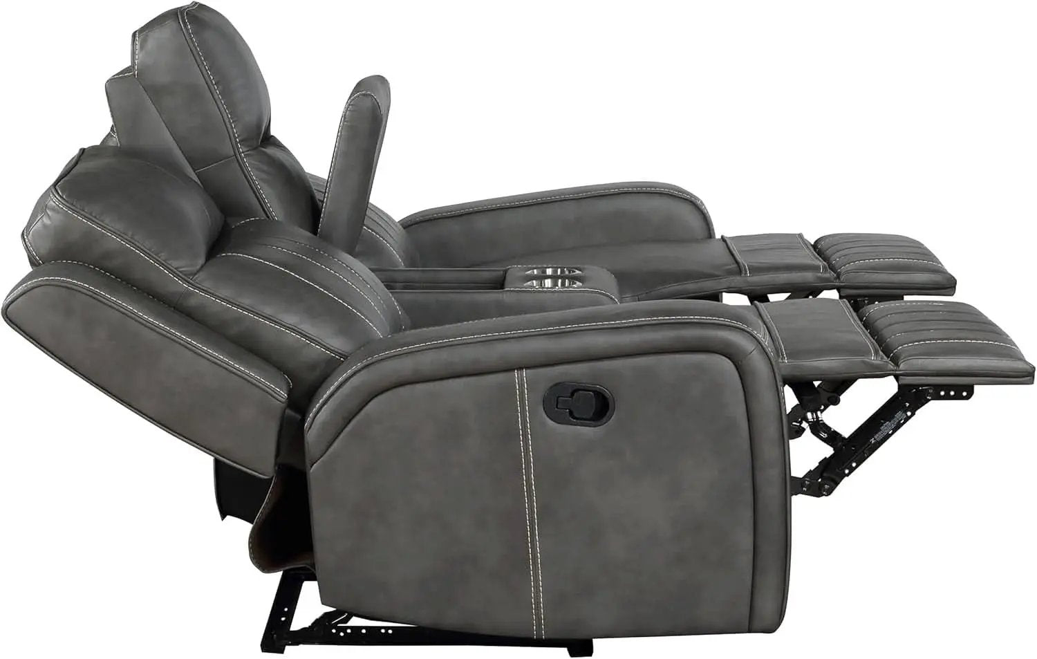 Gray Faux Leather Reclining Loveseat With Manual Recline from PriceLows™