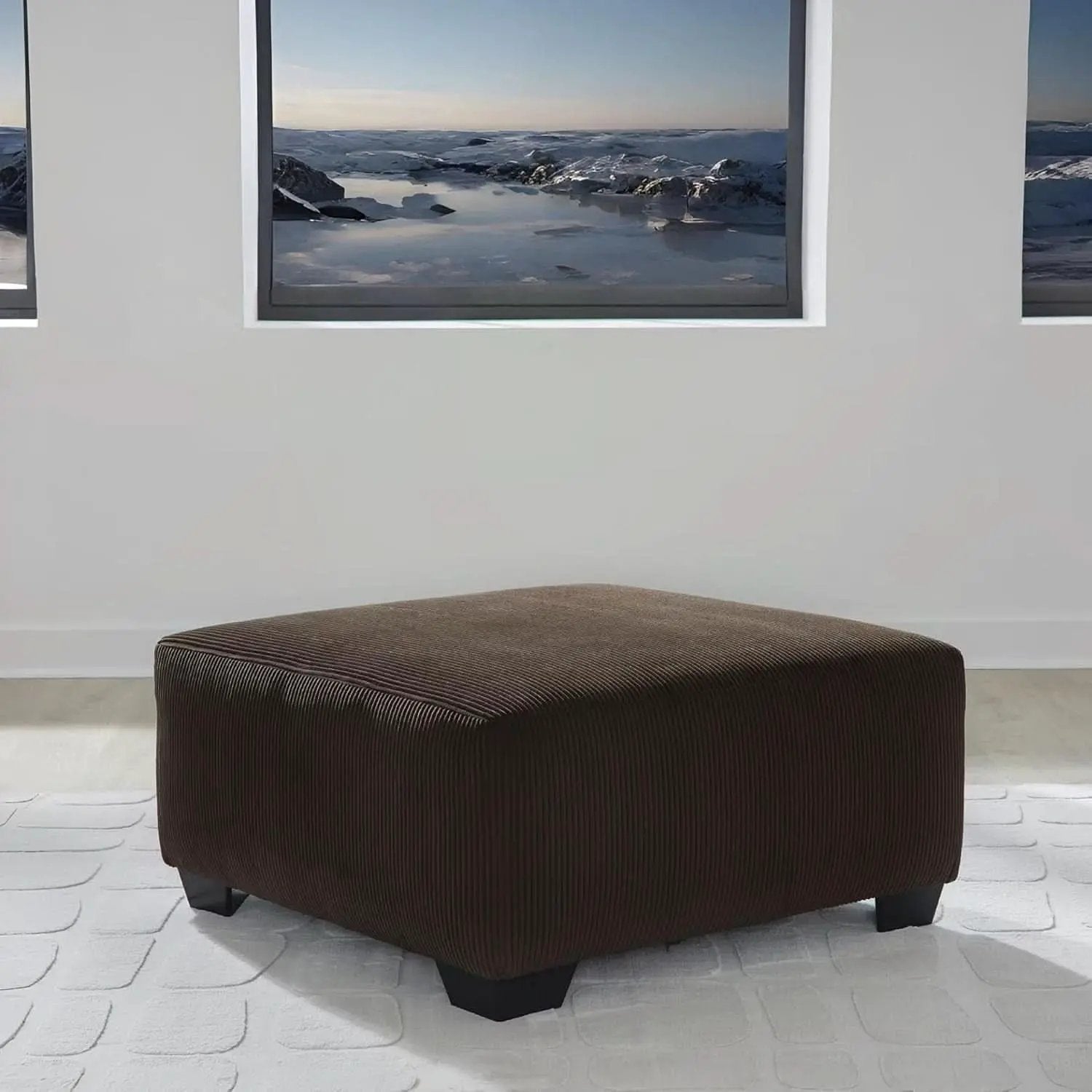 Ottoman Dark Brown Textured Stripe Statement Piece from PriceLows™