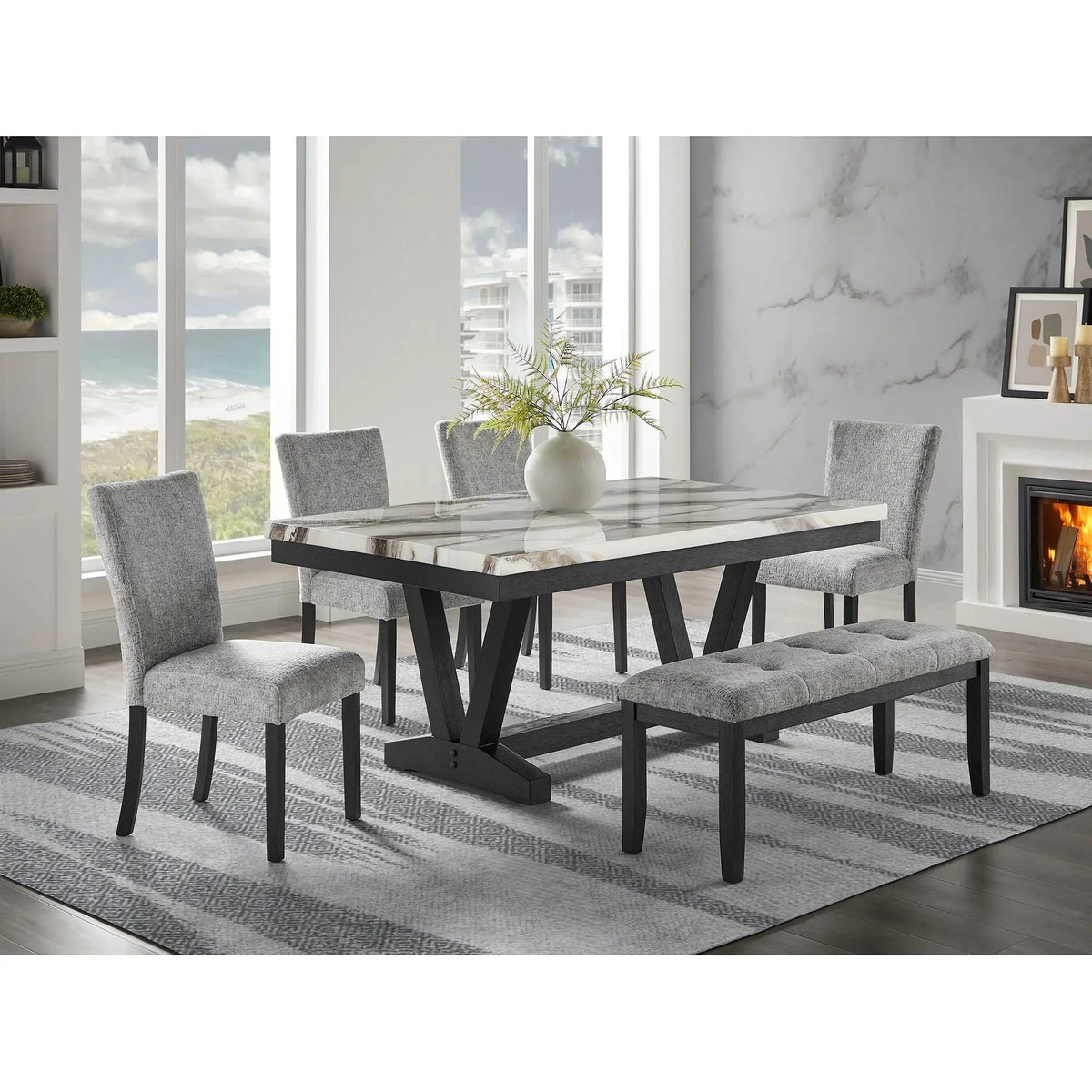 Oceanic Dining Chair (Set of 2) | 21.22 x 18.03 x 40.24 in | Fabric | Gray