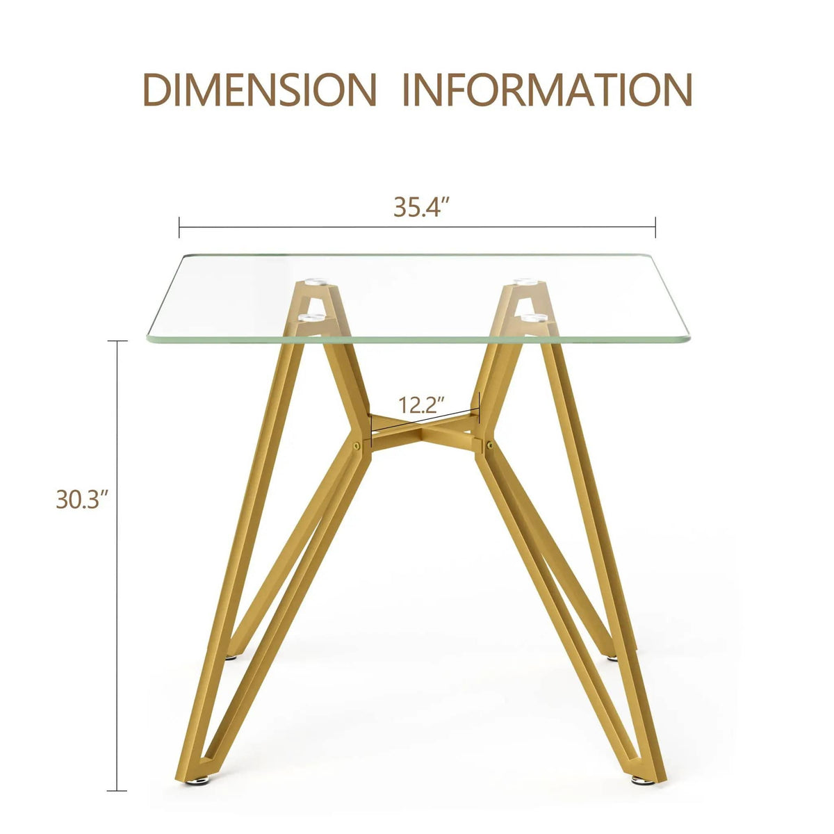 Modern Glass Dining Table With Metal Legs | 2 Pieces | Tempered Glass & Metal | Dining Room