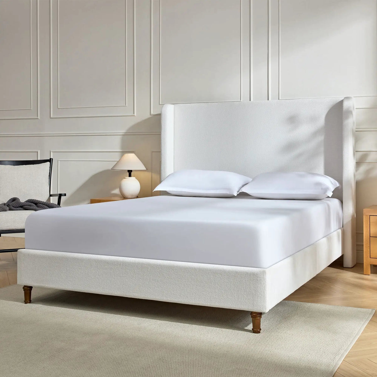 Harper Tall Headboard Upholstered Bed | Elegant Simplicity | No Box Spring Needed | 54 Inch Height