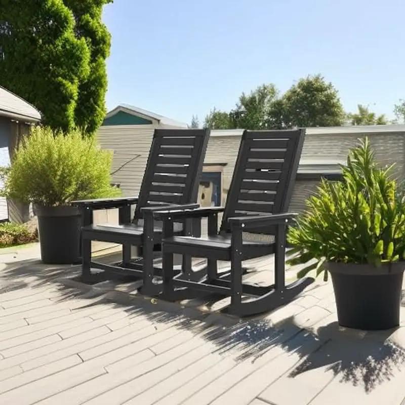 Oversized Outdoor Rocking Chairs Set of Two Black from PriceLows™